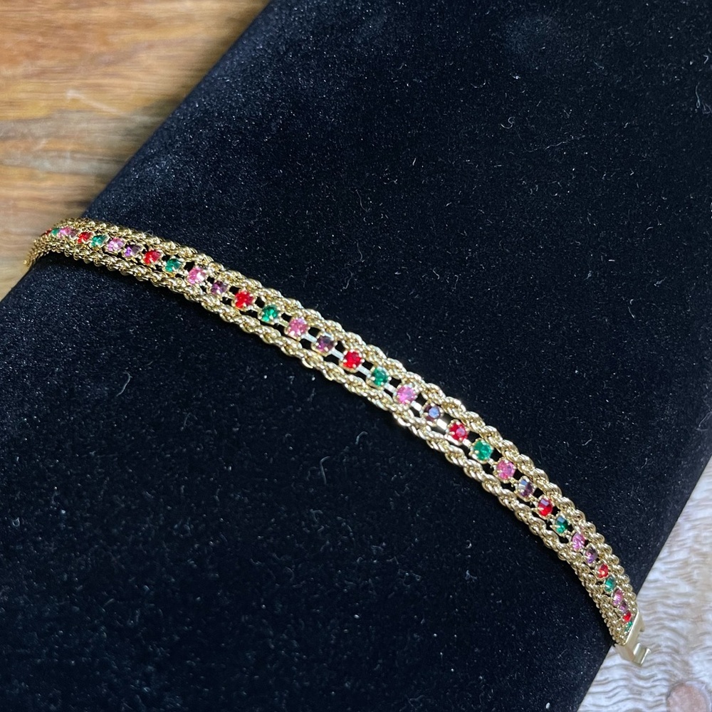 Vintage Deadstock 10KT Gold Filled Bracelet with Prong Set Quartz Crystals